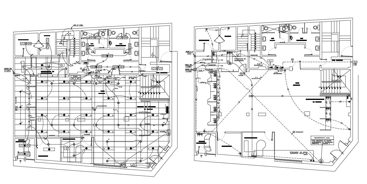 2D CAD Drawing Commercial Building Floor With Electrical Plan AutoCAD File