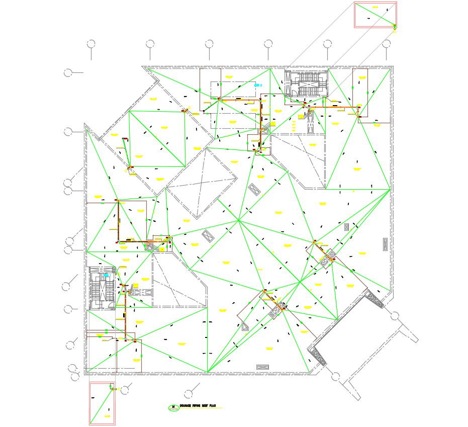 2D CAD Drawing Drainage Pipe Design For Roof AutoCAD File