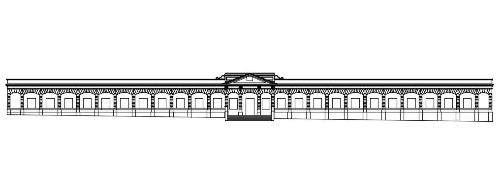2D CAD Drawing Front Elevation Of School Building AutoCAD File