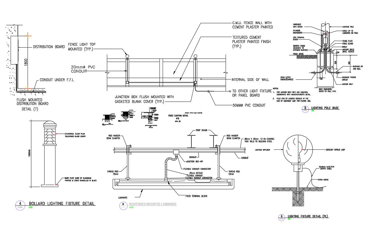 2D CAD Drawing Light Pole Design AutoCAD File
