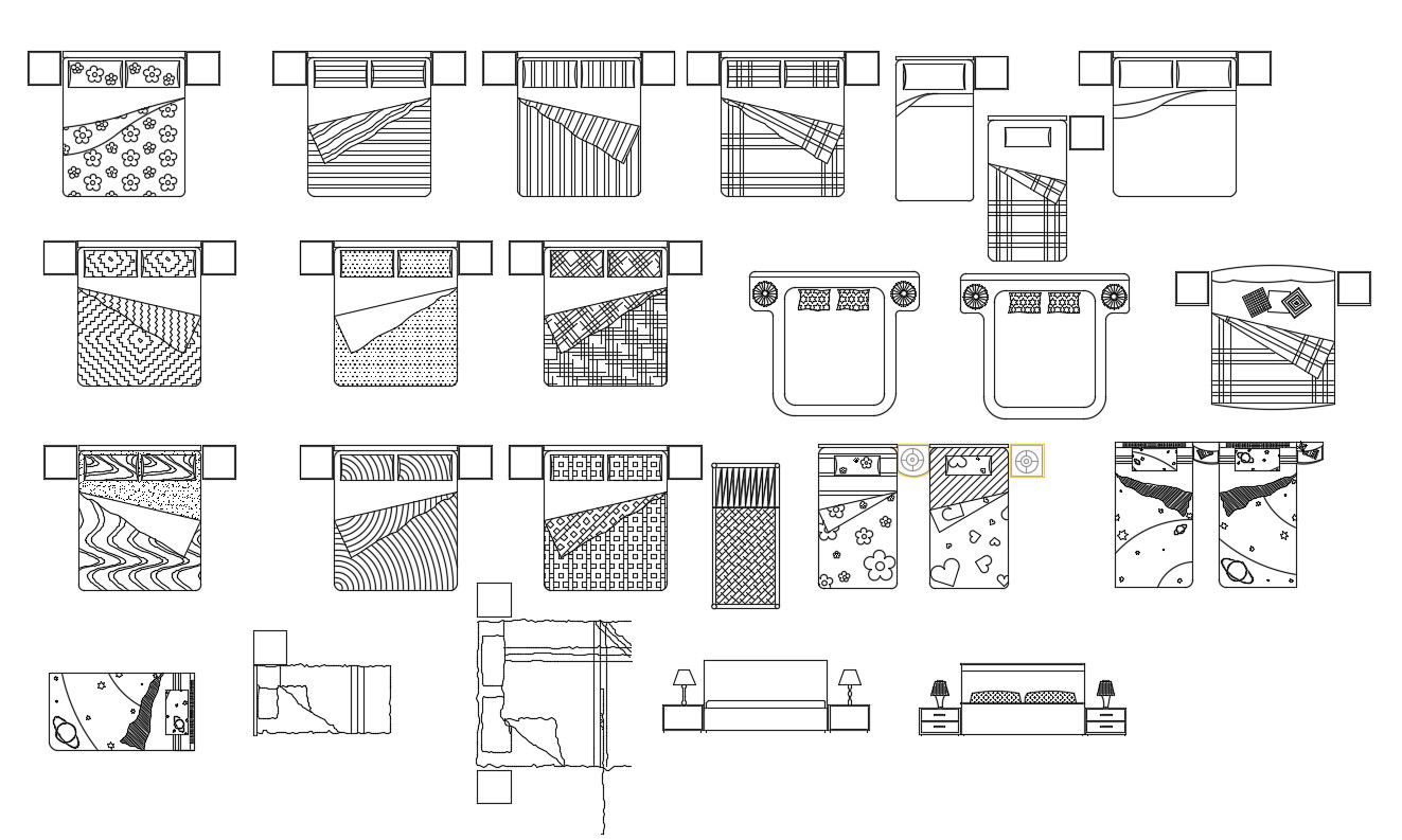 2D CAD Drawing Many Beds Design Plan AutoCAD File Free Download