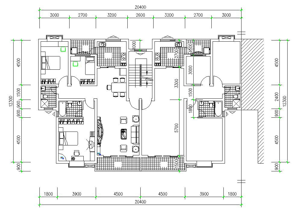 2D CAD Drawing Of 3bhk Apartment Design AutoCAD File
