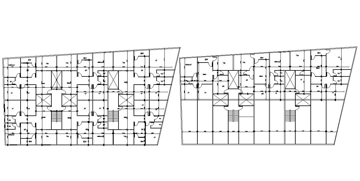 2D CAD Drawing Of Apartment Cluster Plan