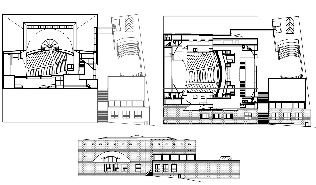 2D CAD Drawing Of Auditorium Layout Plan And Elevation Design DWG File