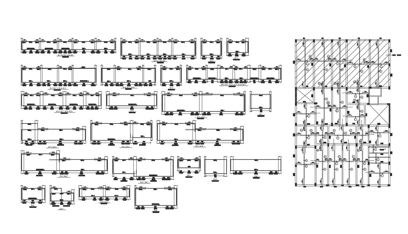 2D CAD Drawing Of Beam And Column Structure Design AutoCAD File