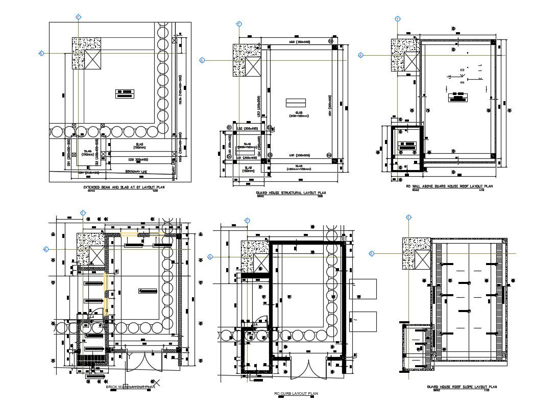 2D CAD Drawing of Beam and Column with Dimensions