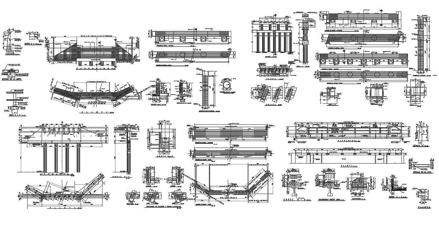 2D CAD Drawing Of Structure Beam Design With Working Dimension AutoCAD File