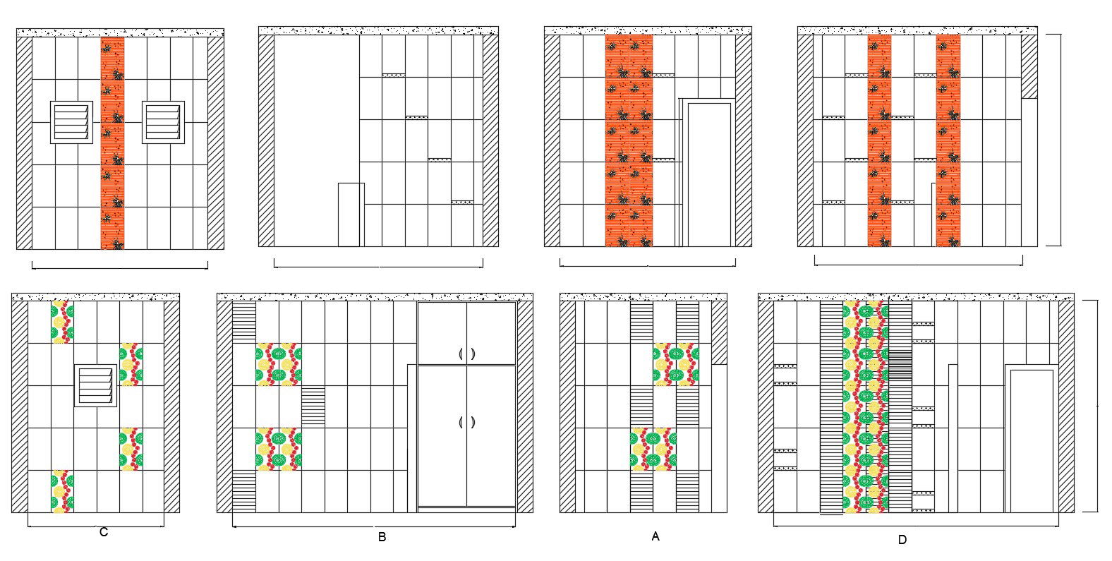 2D CAD Drawing Of Toilet Internal Wall Elevation AutoCAD File