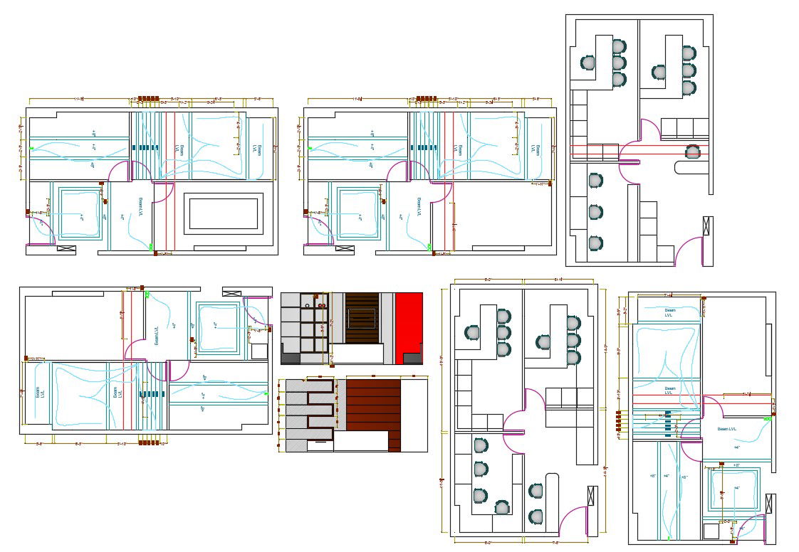 2D CAD Drawing Office Furniture Layout Plan With Ceiling Design AutoCAD File