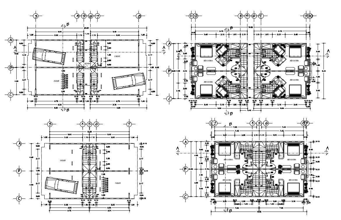 2D CAD Drawing One BHK Studio Apartment With Furniture Layout AutoCAD File 