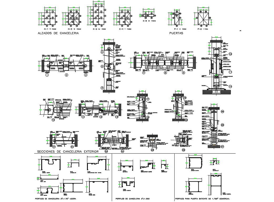 2D CAD Drawing Sliding Different Type Of Doors Design Plan With Section AutoCAD File 