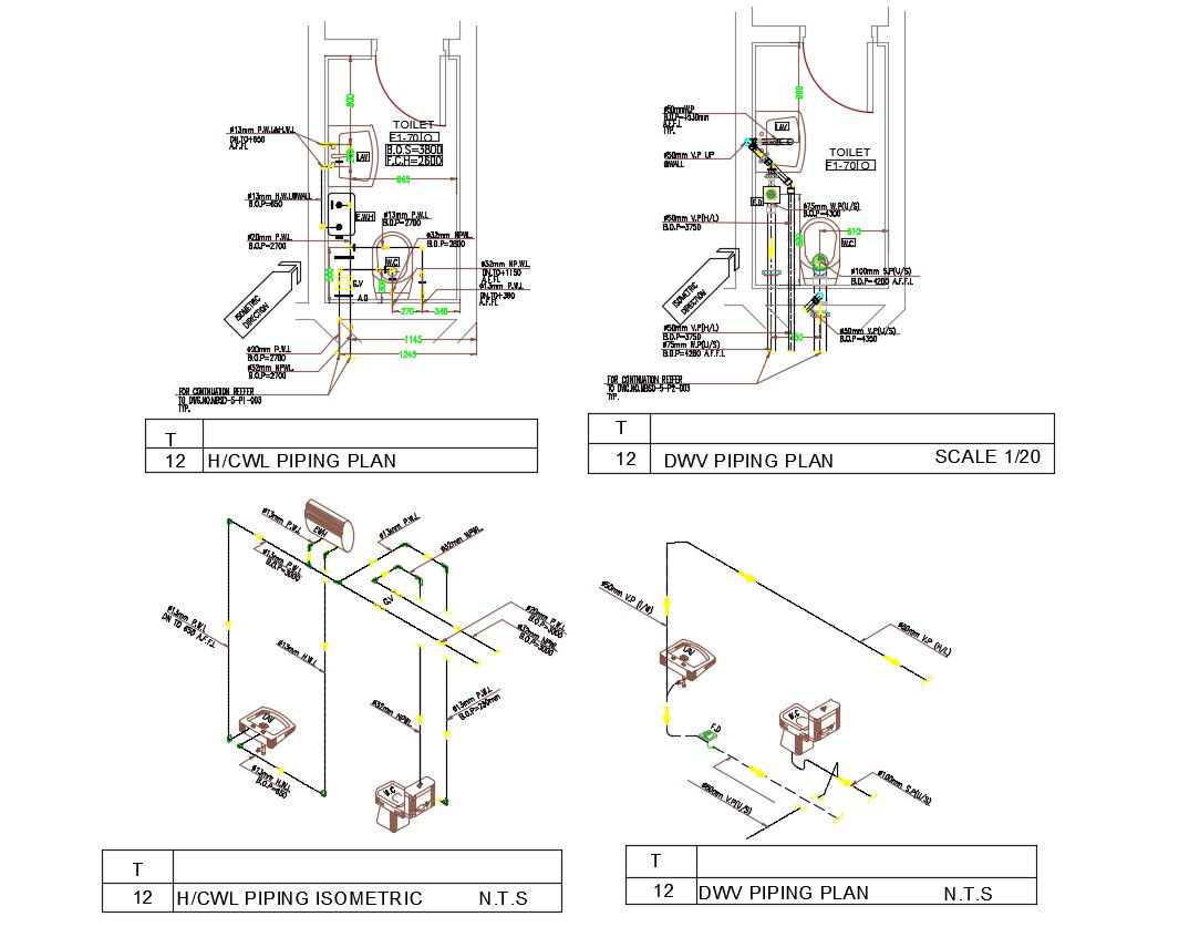 2D CAD Drawing Small Toilet Design Plan AutoCAD File
