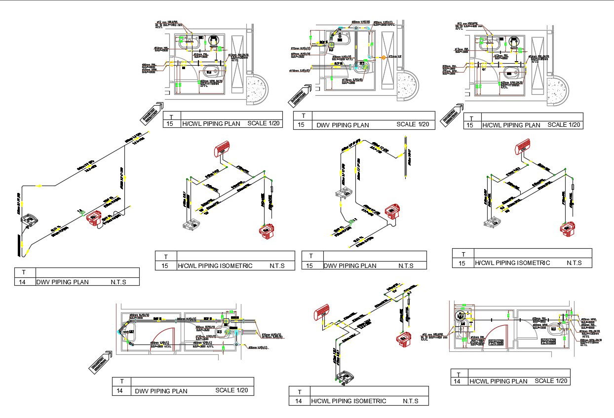 2D CAD Drawing Small Washroom Design AutoCAD File