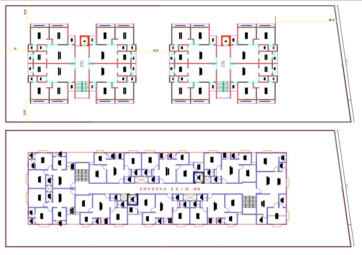 2D CAD Drawing Two BHK Apartment Planning AutoCAD File