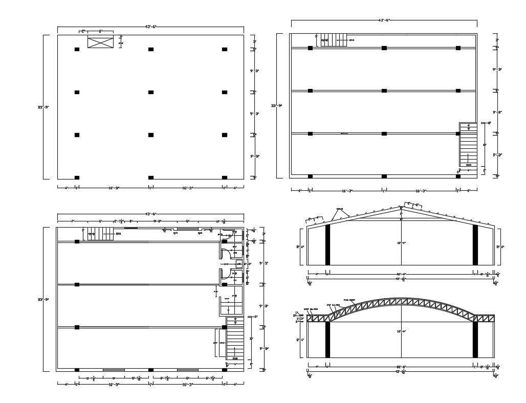 2D CAD Drawing of Simple Floor Column Layout Plan DWG File