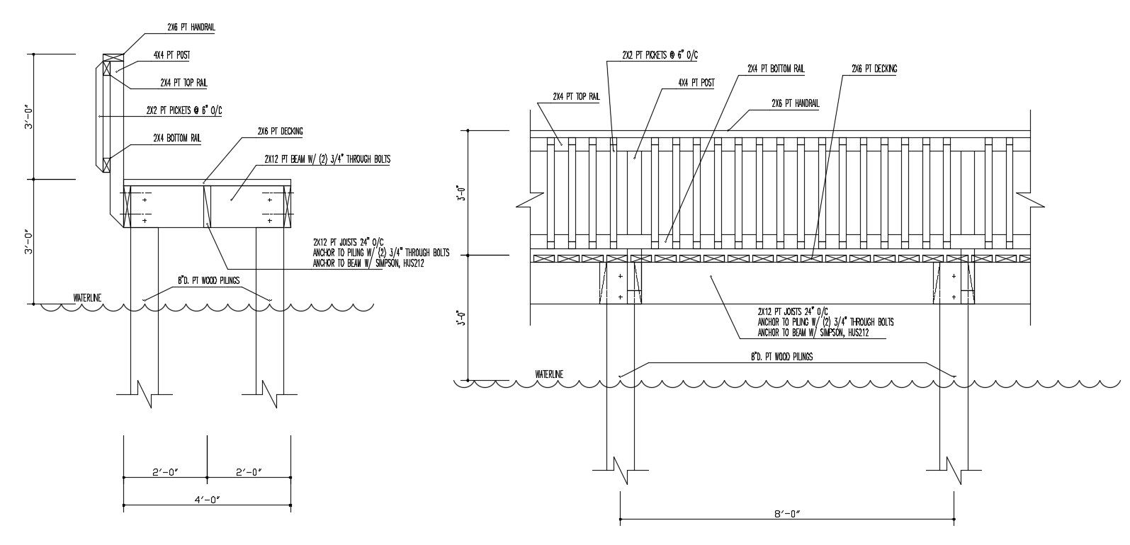2D CAD File Railing Fixing Elevation Design AutoCAD File