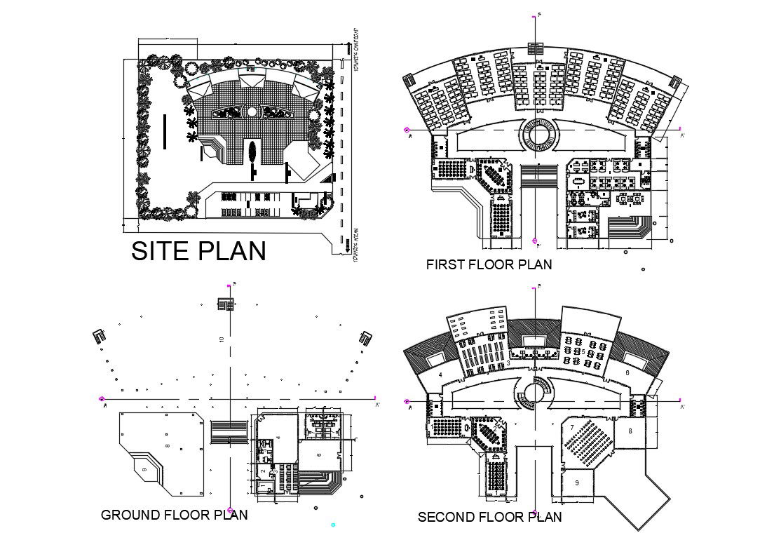 2D DWG Drawing Floors Plans Of School Landscape Design AutoCAD File