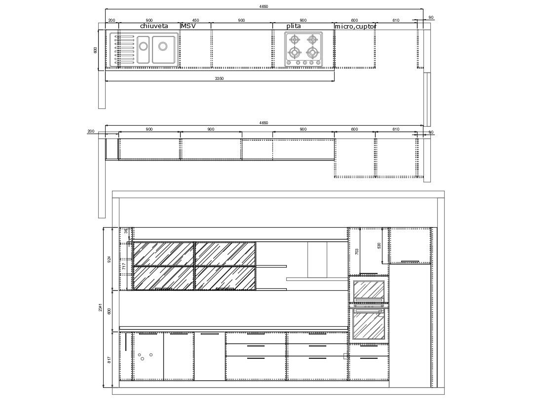 2D DWG Drawing Of Kitchen Elevation And Plan AutoCAD File