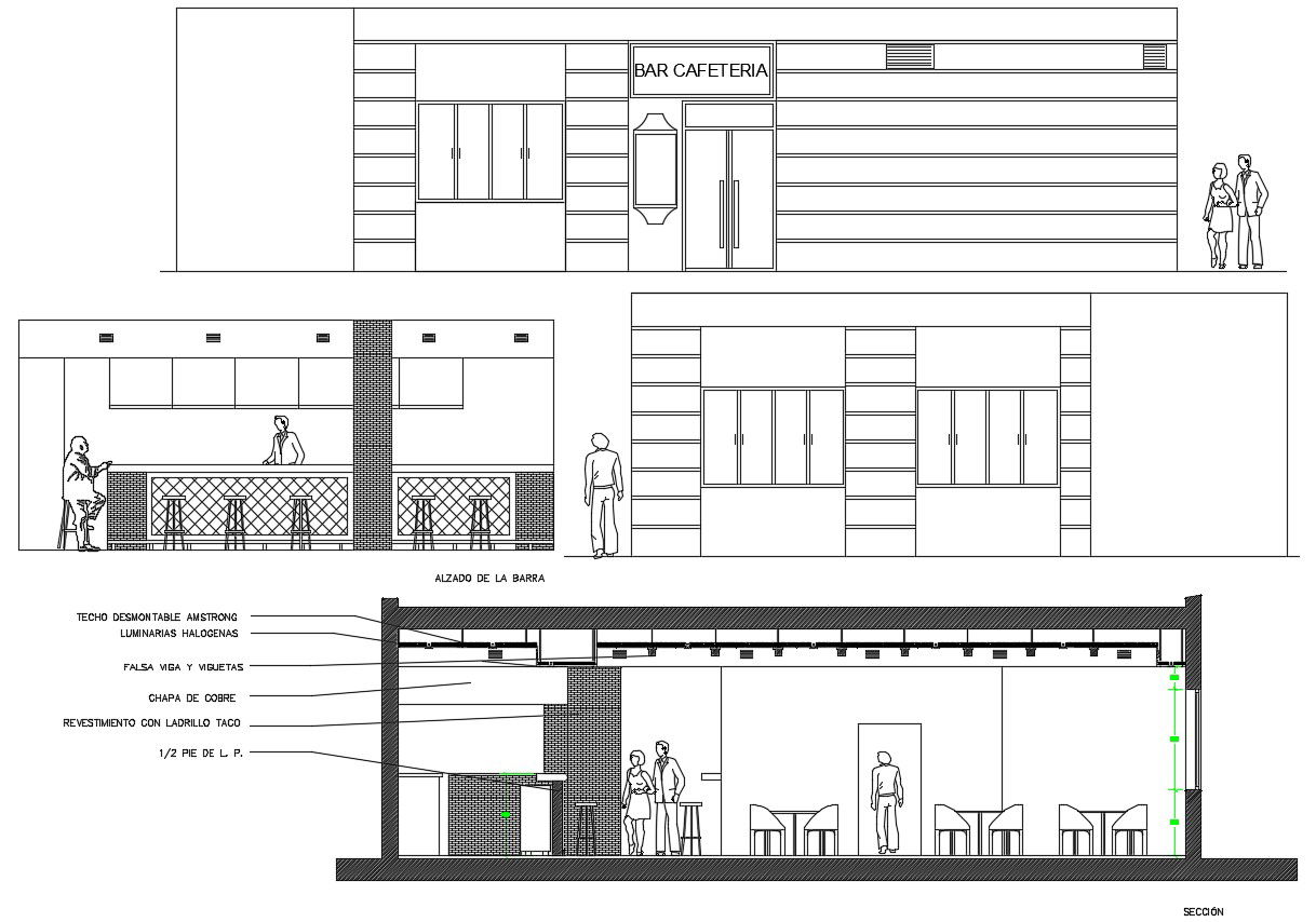 2D Design Drawing Of Bars And Cafeteria Elevation AutoCAD File Free Download