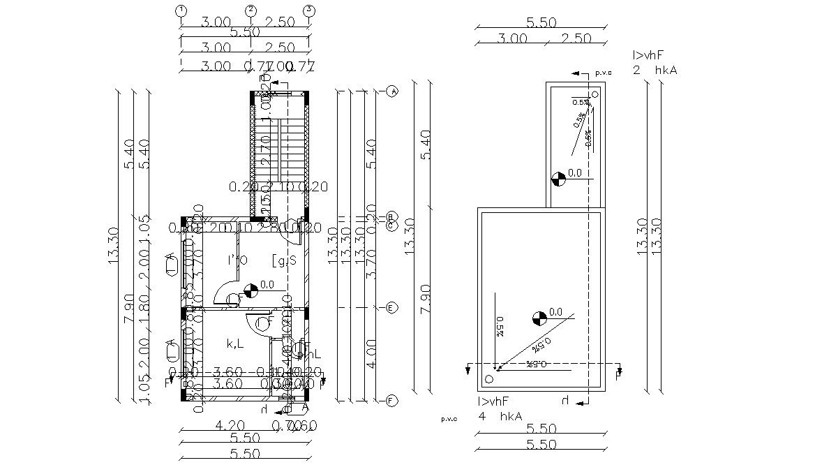 2D Drawing Floors Plan Of Residential House With Terrace