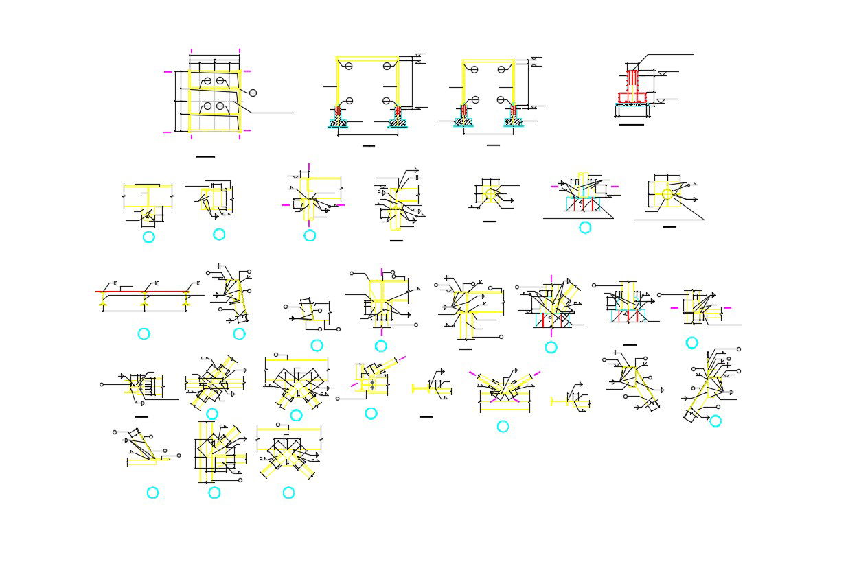 2D Drawing Foundation Footing And Beam Reinforcement Design AutoCAD File
