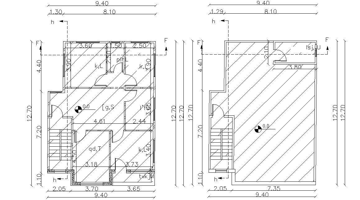 2D Drawing House Building Design With Terrace Floor