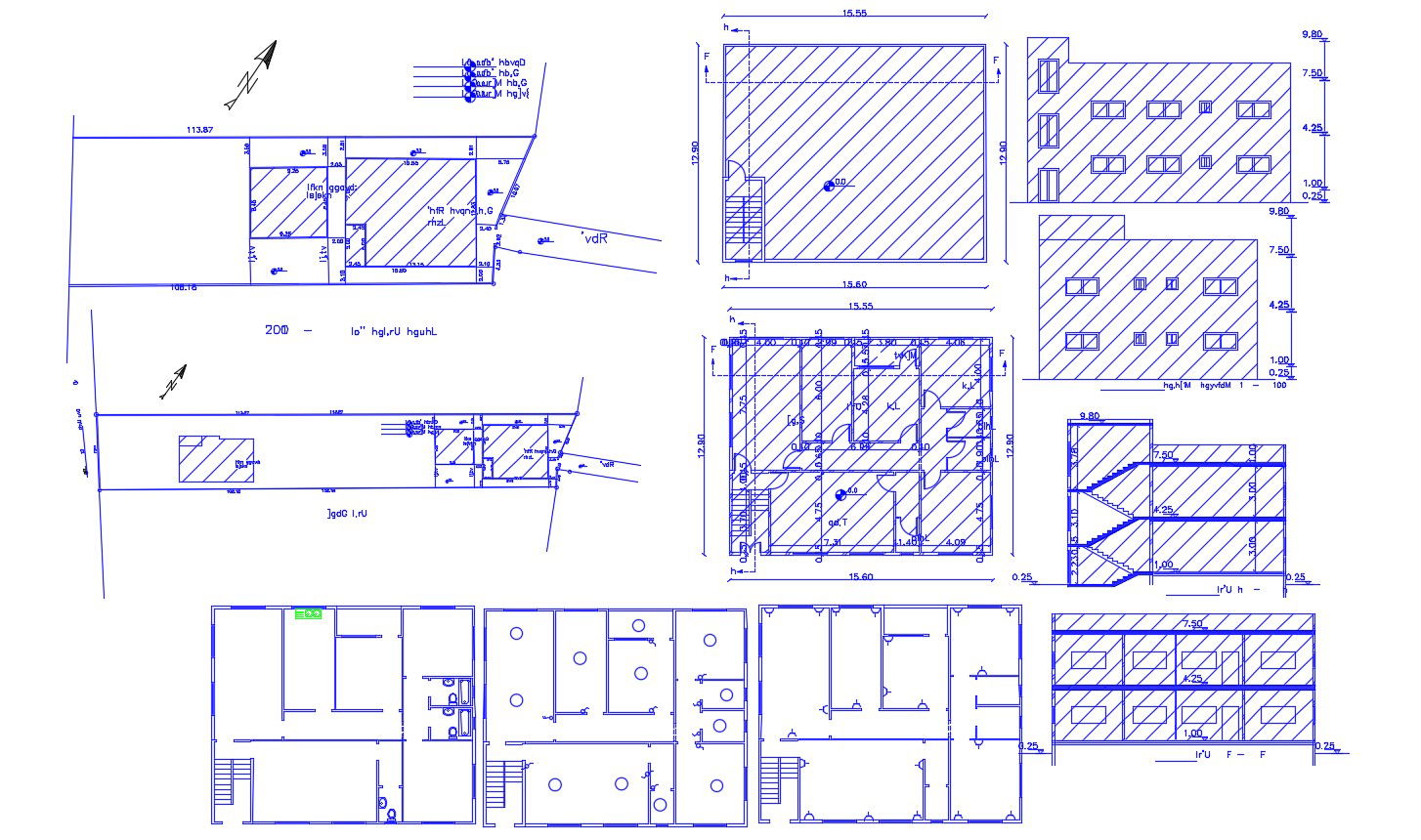 2D Drawing Of House Layout Plan With Section elevation CAD File