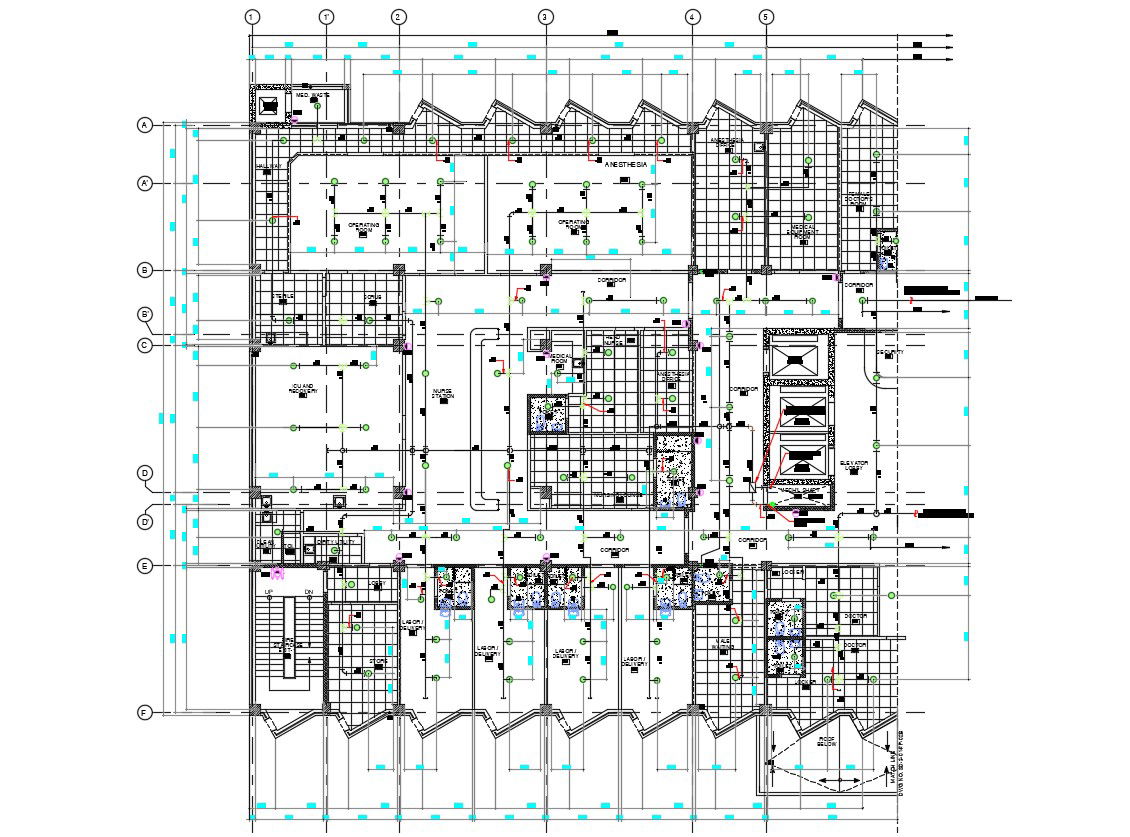 2D Labour Delivery Hospital Floor Plan AutoCAD Drawing