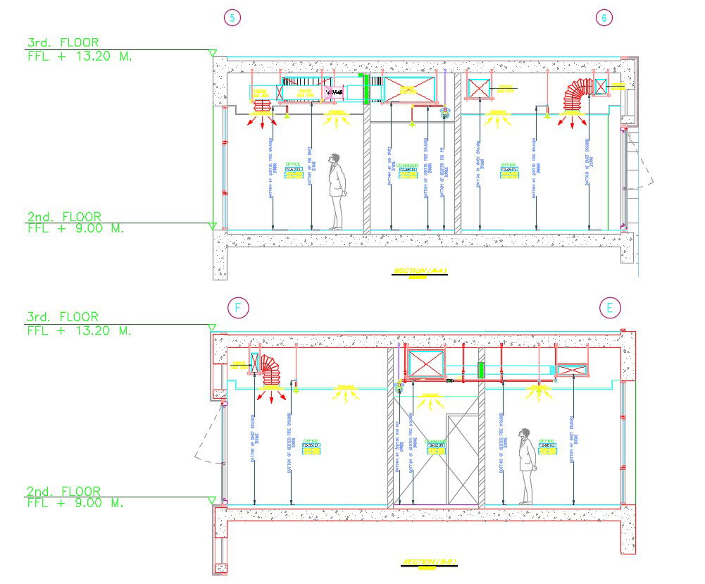 2D Section Of Concealed Split Unit AutoCAD File