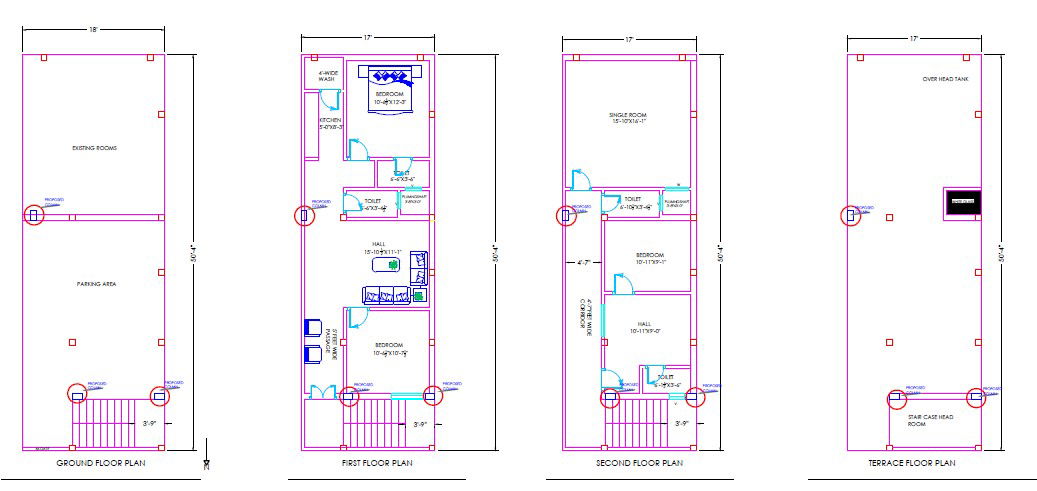 2D Simple House Floor Plan With Furniture Layout Plan