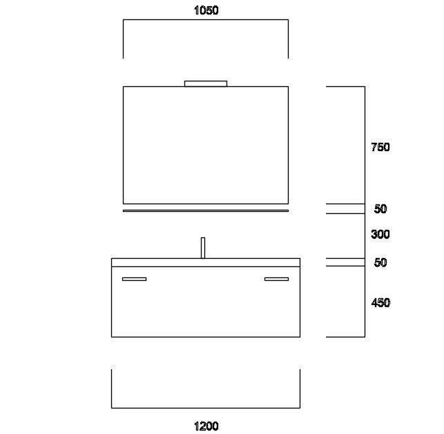 2D Wash Basin Elevation CAD Drawing DWG File