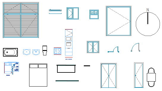 2D dynamic blocks of door window design drawing