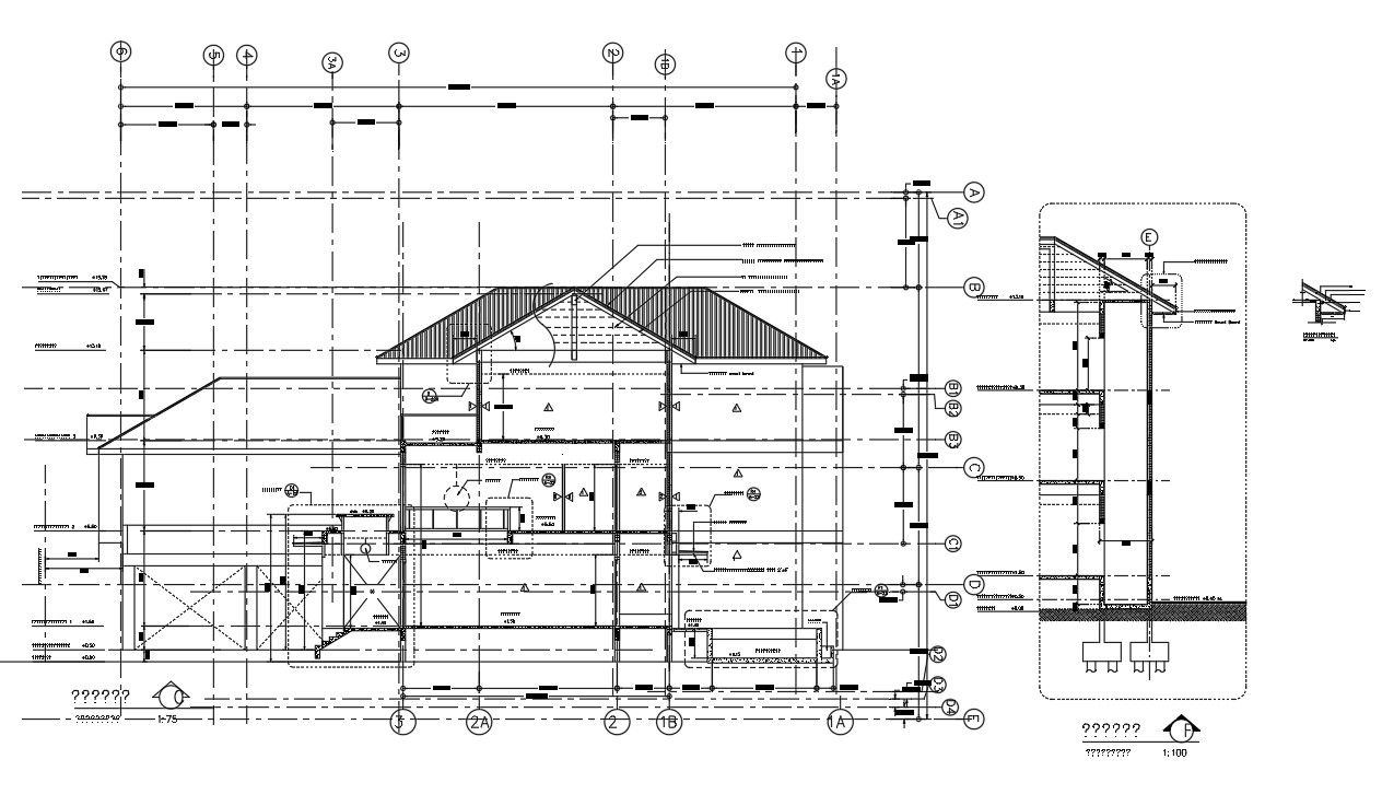 2D Architectural Residential drawing of the G+2 Building section detail is available. Download the AutoCAD DWG file.
