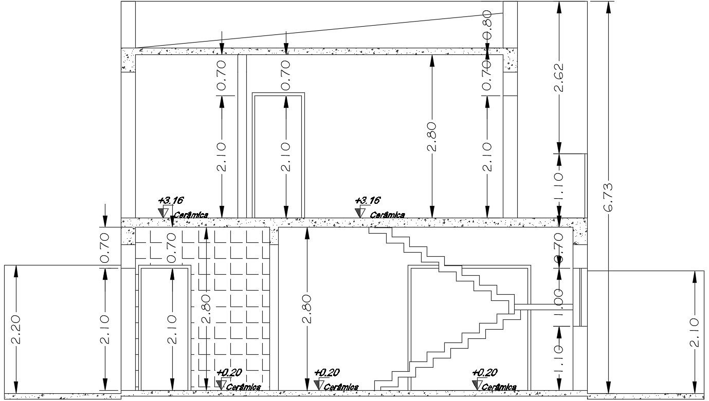 2D AutoCAD House Section CAD Drawing Download DWG File