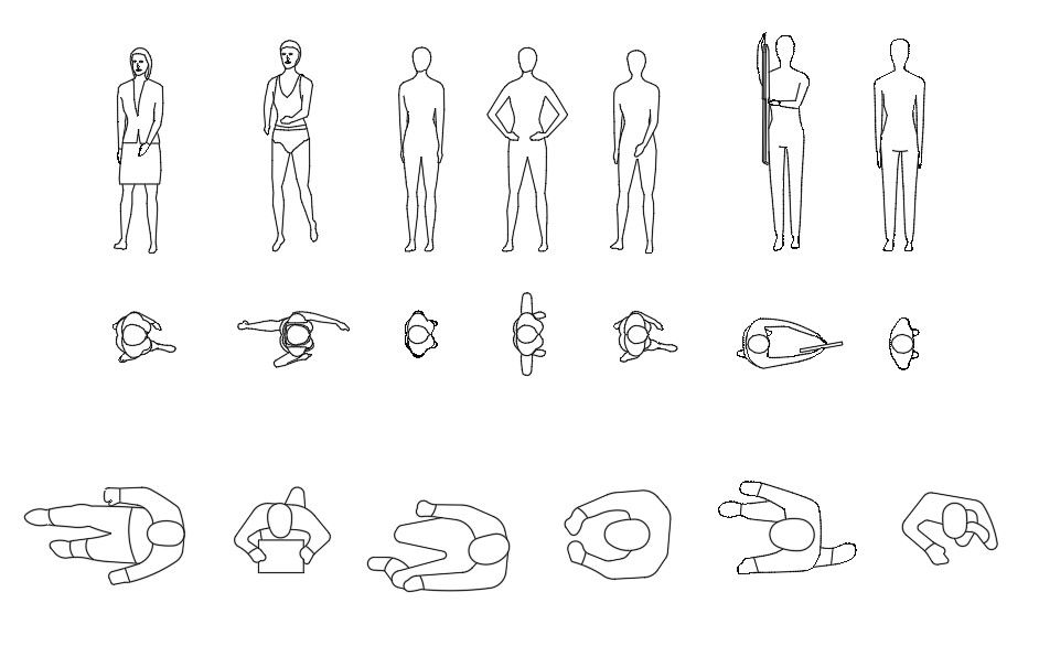 2D AutoCAD People CAD Blocks Drawing Free Download