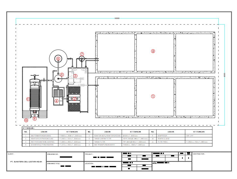 2D AutoCAD file shows the detail of the water treatment plant