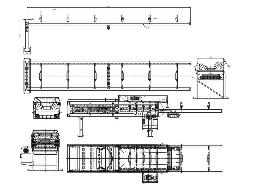 2D Autocad DWG file shows the grain conveyor and elevator. Download the Autocad DWG file.