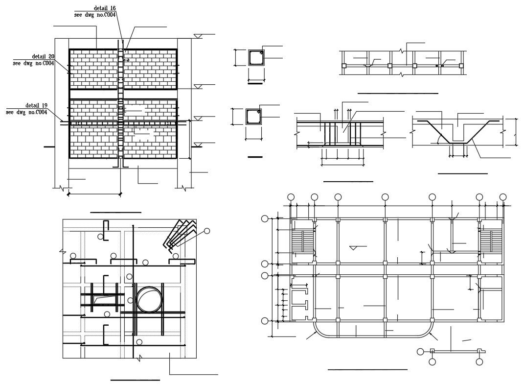 2 D Autocad drawing file having the of reinforcement details of Beam.Download the DWG file