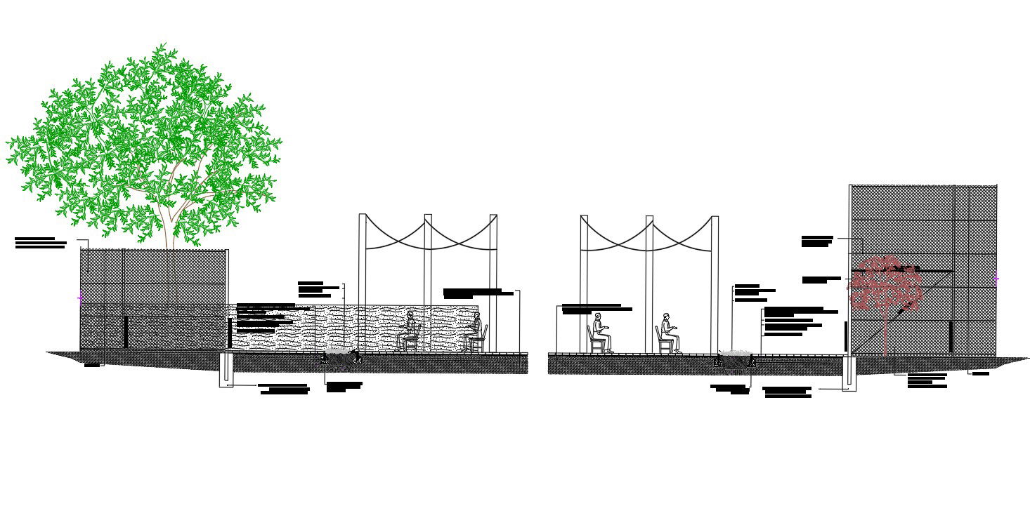 2D Autocad drawing of section detail of a park is available. Download the AutoCAD Drawing file.