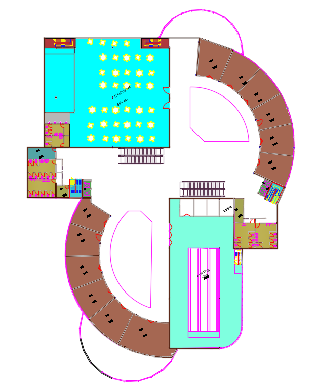 2D Autocad file has the detail of third floor shopping mall plan. Download now.