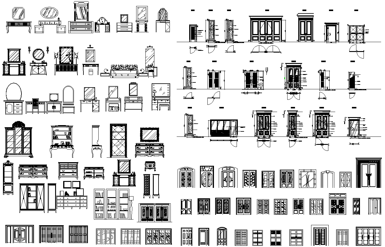 2D CAD BLocks Of a Vintage Door DWG AutoCAD file