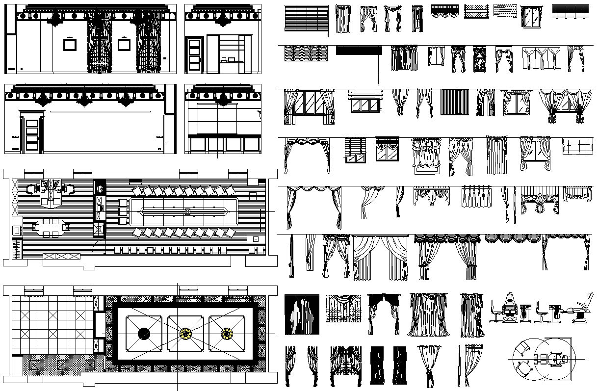 2D CAD Blocks of Different types Curtain DWG AutoCAD file