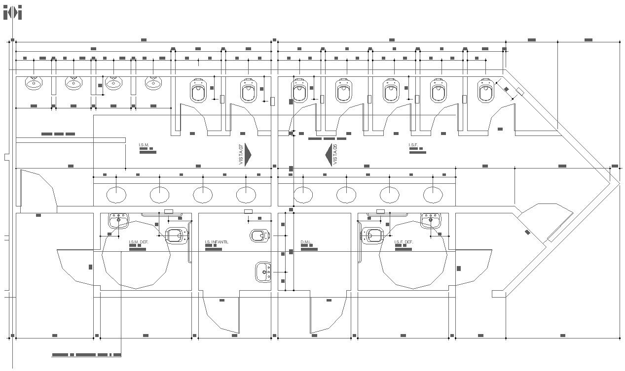 2D CAD DWG Drawing file of the Toilet building floor plan and section details.Download the AutoCAD 2D DWG file.
