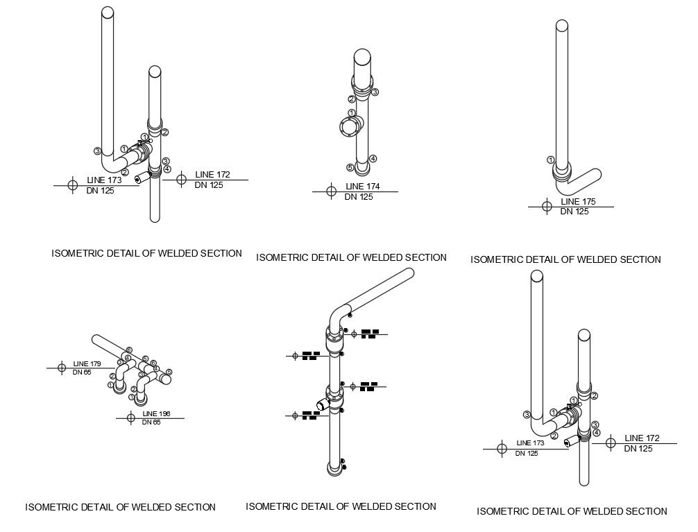 2D CAD DWG Drawing of Butt Weld section details in Isometric views are given in this file.Download the AutoCAD DWG file.