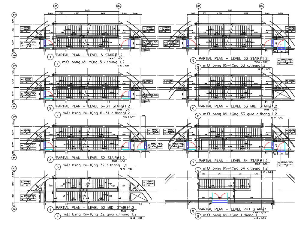 2D CAD DWG drawing files Shows the detail of the Staircase partial section plan,Download the AutoCAD DWG file.