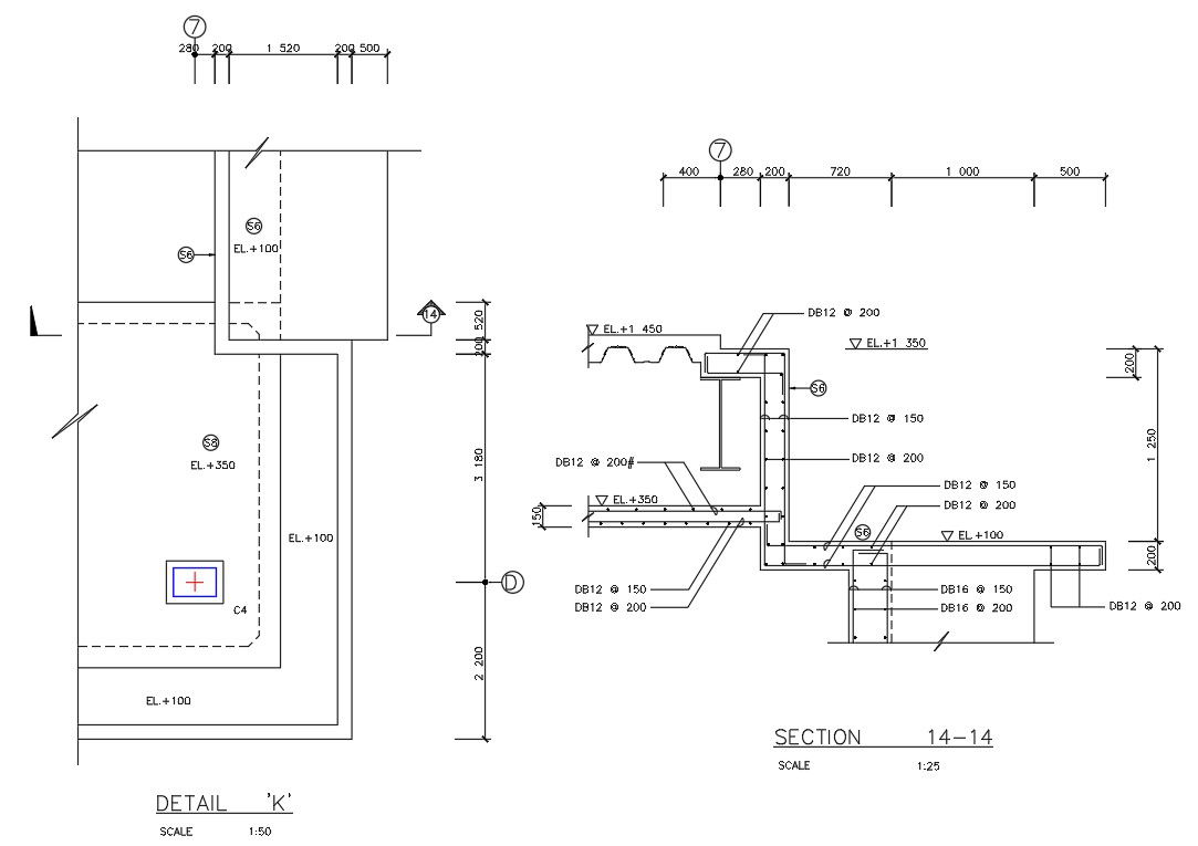2D CAD Drawing DWG file of Typical wall section Reinforcement details is given.Download the AutoCAD 2D DWG file.