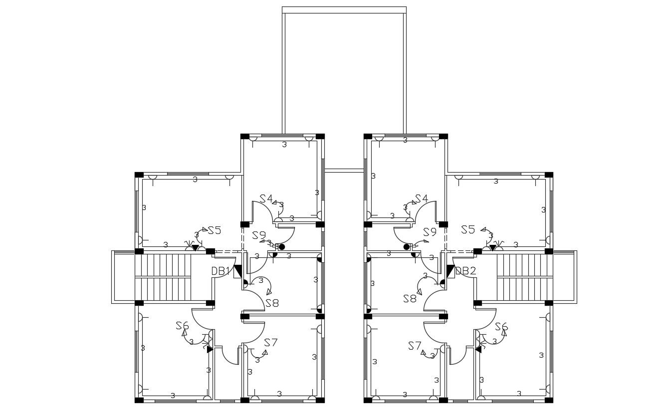 2D CAD Drawing Of House Electrical Layout Plan
