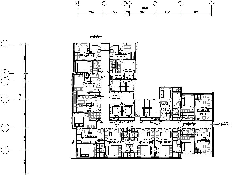 2D CAD Drawing file shows the Floor plan of ten various types of a Row apartment house,Download the Autocad dwg file.