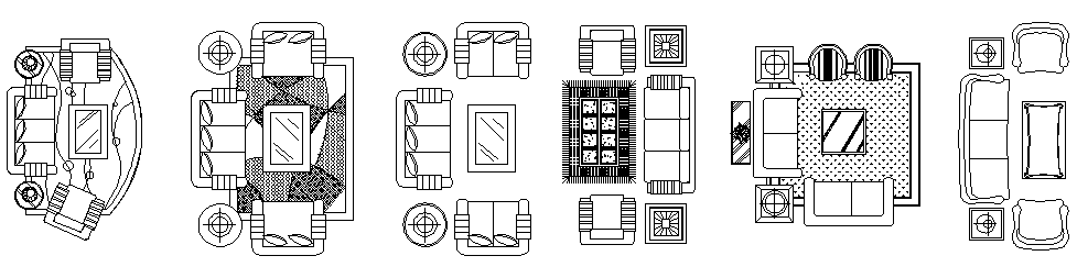 2D CAD Living Room Furniture Layout DWG Format for Designers