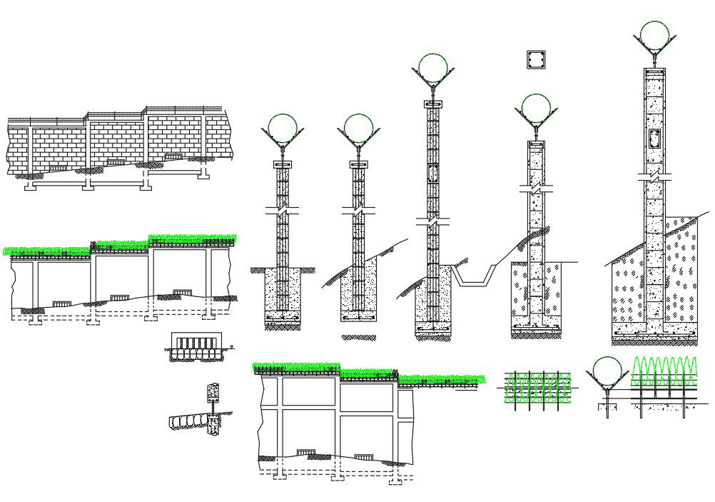 2D CAD Drawing of the CHB Perimeter Fence details is given. Download the AutoCAD 2D DWG file.